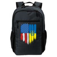 Stand With Ukraine Painted Distressed USA Ukrainian Flags Backpack
