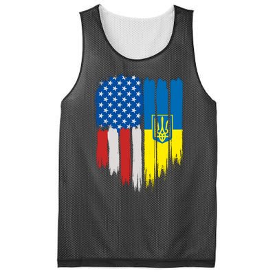 Stand With Ukraine Painted Distressed USA Ukrainian Flags Mesh Reversible Basketball Jersey Tank