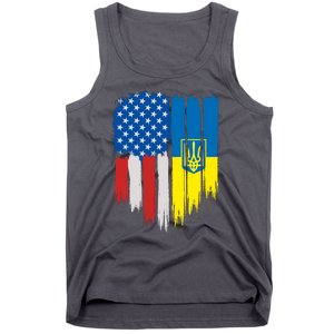 Stand With Ukraine Painted Distressed USA Ukrainian Flags Tank Top