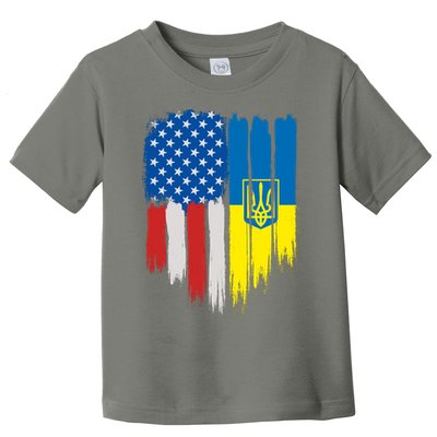 Stand With Ukraine Painted Distressed USA Ukrainian Flags Toddler T-Shirt