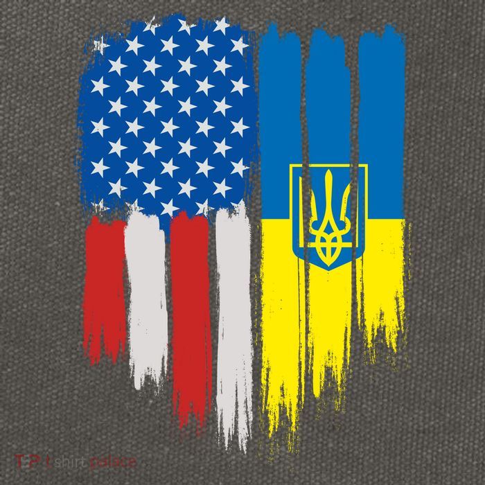 Stand With Ukraine Painted Distressed USA Ukrainian Flags Cotton Canvas Backpack