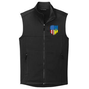 Stand With Ukraine Painted Distressed USA Ukrainian Flags Collective Smooth Fleece Vest