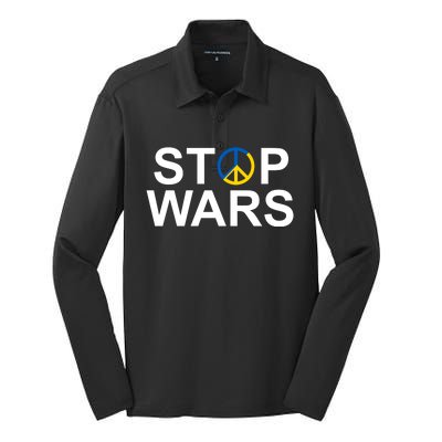 Stop Wars Ukraine Peace Silk Touch Performance Long Sleeve Polo