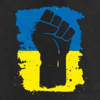 Stand With Ukraine Distressed Protest Fist Ukrainian Flag Garment-Dyed Heavyweight T-Shirt