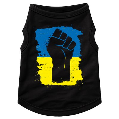 Stand With Ukraine Distressed Protest Fist Ukrainian Flag Doggie Tank