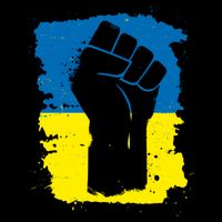 Stand With Ukraine Distressed Protest Fist Ukrainian Flag Flexfit Unipanel Trucker Cap