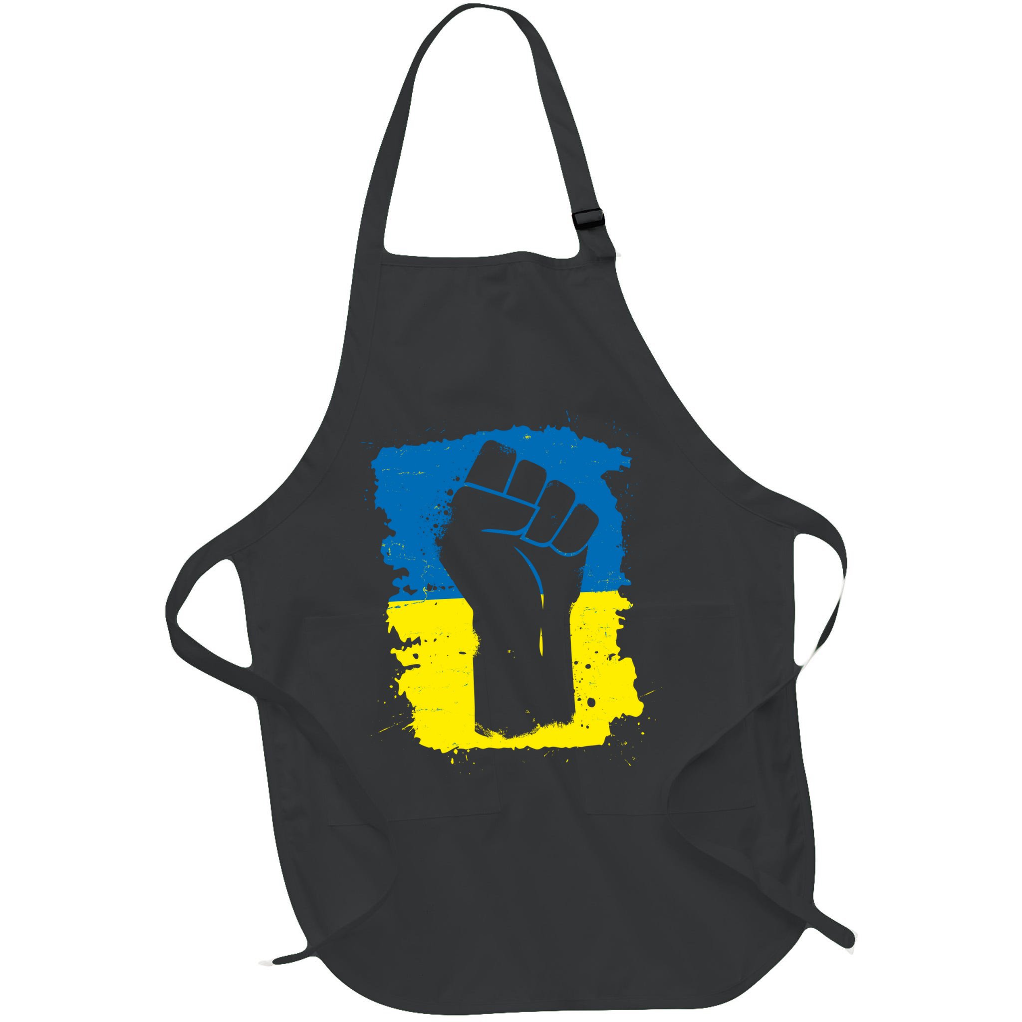 Stand With Ukraine Distressed Protest Fist Ukrainian Flag Apron