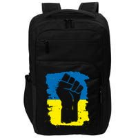 Stand With Ukraine Distressed Protest Fist Ukrainian Flag Impact Tech Backpack
