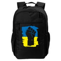 Stand With Ukraine Distressed Protest Fist Ukrainian Flag Backpack