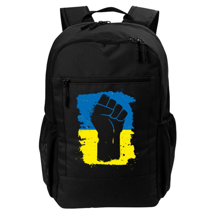 Stand With Ukraine Distressed Protest Fist Ukrainian Flag Backpack