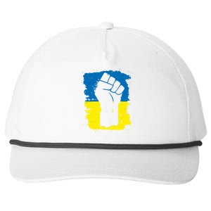 Stand With Ukraine Distressed Protest Fist Ukrainian Flag Snapback Five-Panel Rope Hat