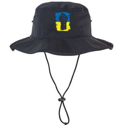 Stand With Ukraine Distressed Protest Fist Ukrainian Flag Bucket Hat