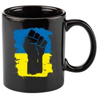 Stand With Ukraine Distressed Protest Fist Ukrainian Flag 11oz C Handle Ceramic Mug