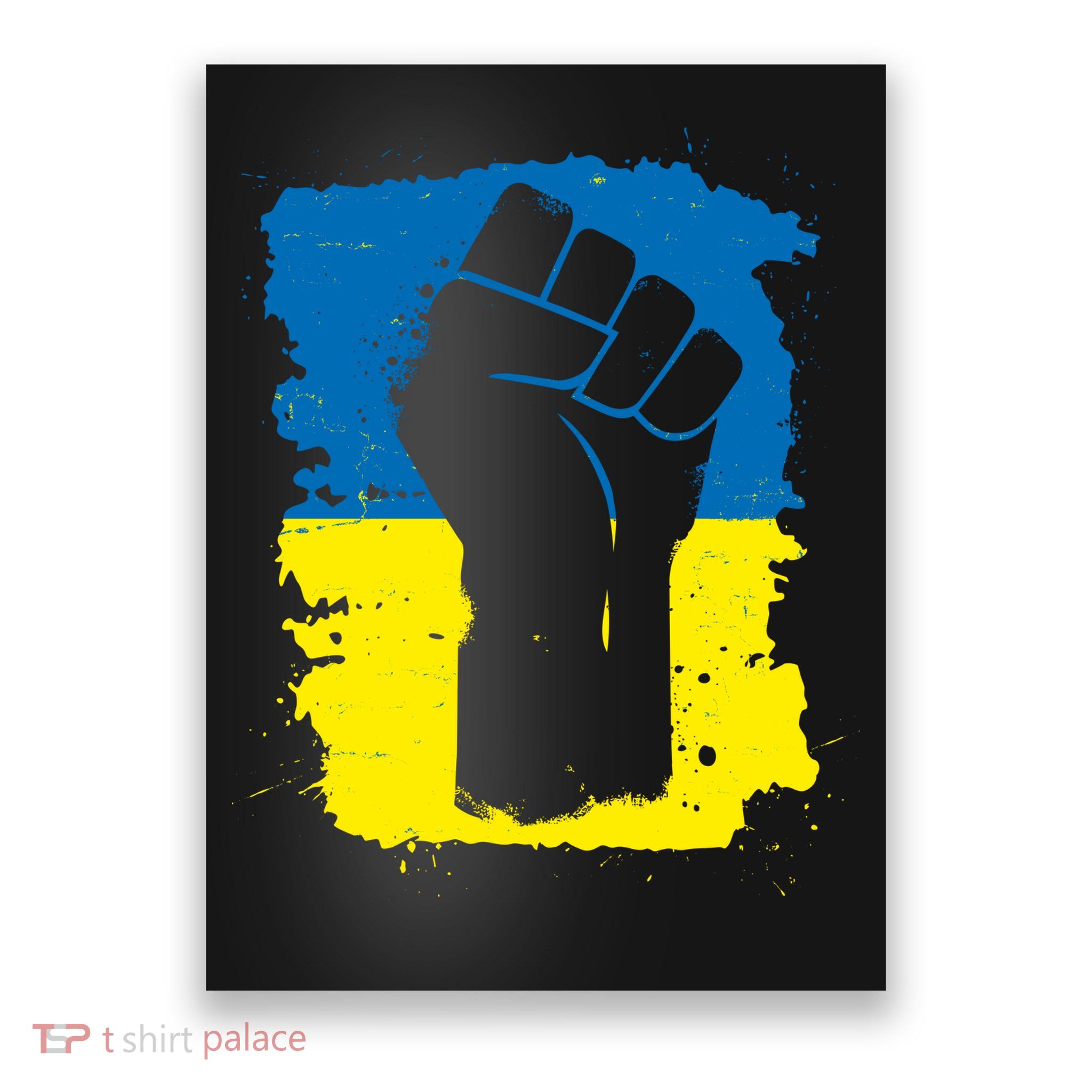 Stand With Ukraine Distressed Protest Fist Ukrainian Flag Poster
