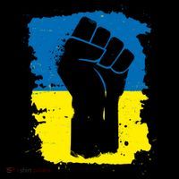 Stand With Ukraine Distressed Protest Fist Ukrainian Flag Poster