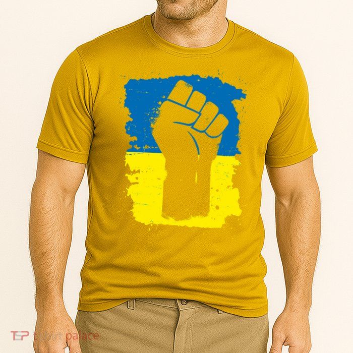 Stand With Ukraine Distressed Protest Fist Ukrainian Flag Performance Shirt