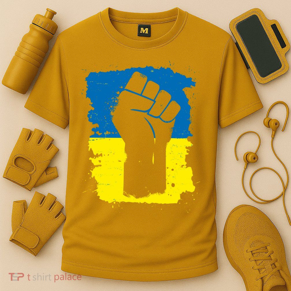 Stand With Ukraine Distressed Protest Fist Ukrainian Flag Performance Shirt