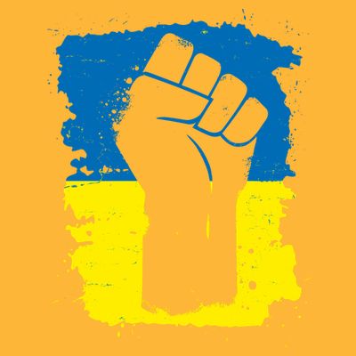 Stand With Ukraine Distressed Protest Fist Ukrainian Flag T-Shirt