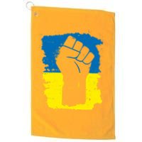 Stand With Ukraine Distressed Protest Fist Ukrainian Flag Golf Towel