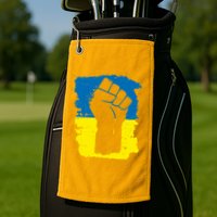Stand With Ukraine Distressed Protest Fist Ukrainian Flag Golf Towel