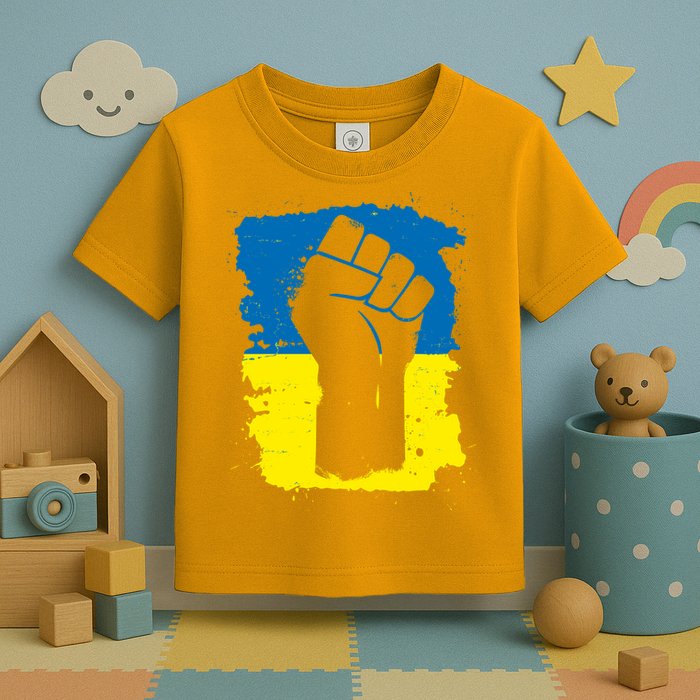 Stand With Ukraine Distressed Protest Fist Ukrainian Flag Toddler T-Shirt