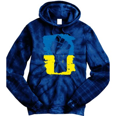 Stand With Ukraine Distressed Protest Fist Ukrainian Flag Tie Dye Hoodie