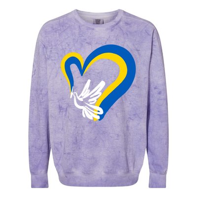 Stand With Ukraine Dove World Peace Strong Ukrainian People Gift Colorblast Crewneck Sweatshirt