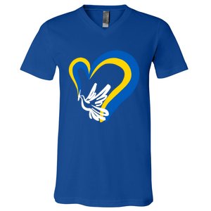 Stand With Ukraine Dove World Peace Strong Ukrainian People Gift V-Neck T-Shirt