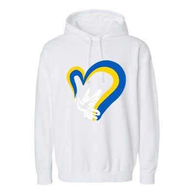 Stand With Ukraine Dove World Peace Strong Ukrainian People Gift Garment-Dyed Fleece Hoodie