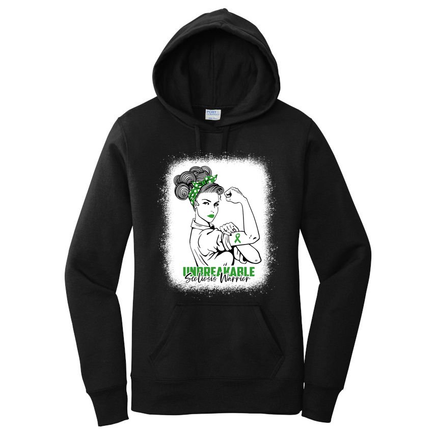 Scoliosis Warrior Unbreakable Bleached Scoliosis Awareness Gift Women's Pullover Hoodie