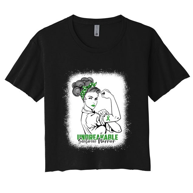 Scoliosis Warrior Unbreakable Bleached Scoliosis Awareness Gift Women's Crop Top Tee