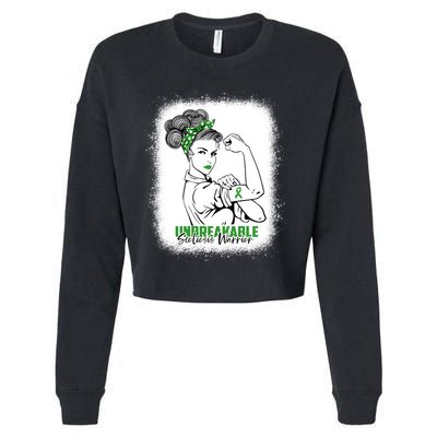 Scoliosis Warrior Unbreakable Bleached Scoliosis Awareness Gift Cropped Pullover Crew
