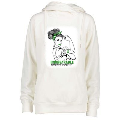 Scoliosis Warrior Unbreakable Bleached Scoliosis Awareness Gift Womens Funnel Neck Pullover Hood