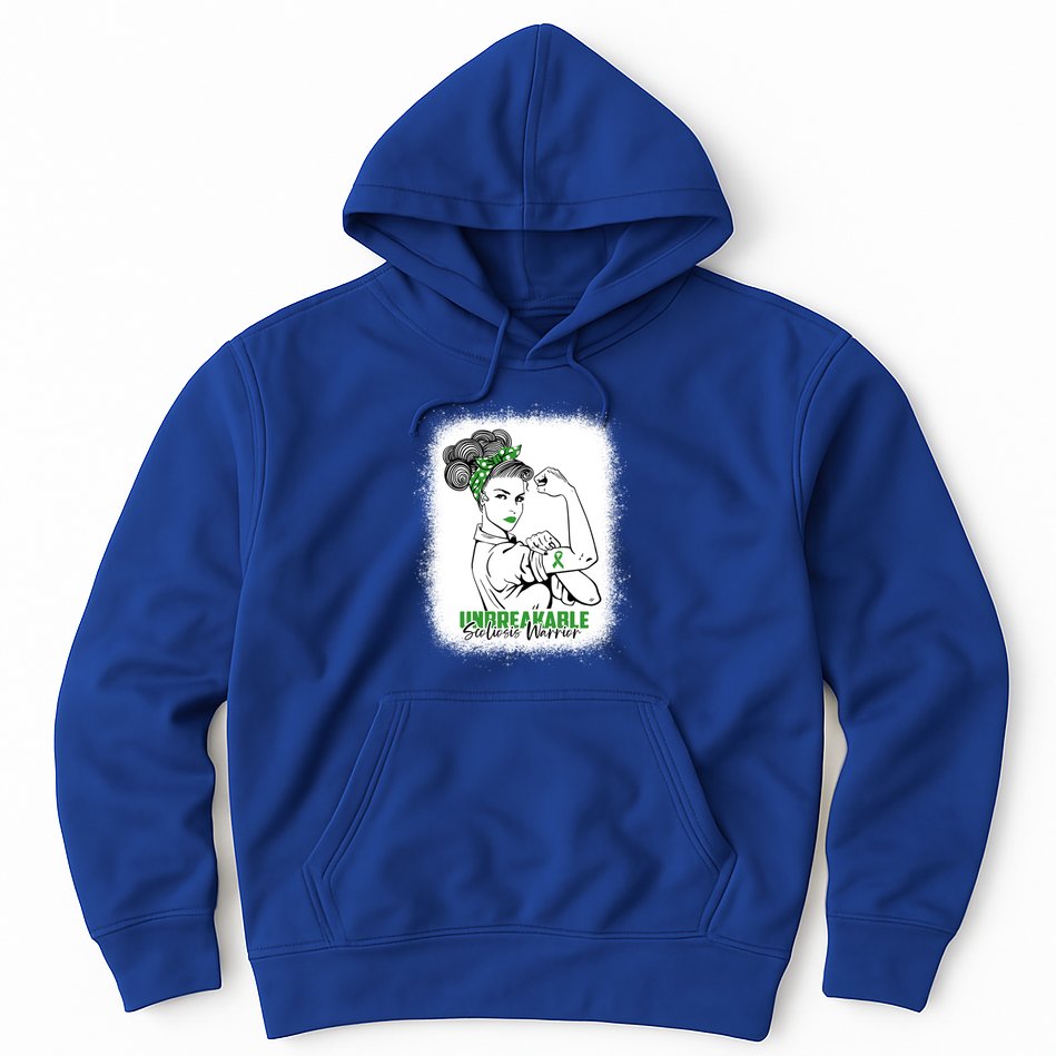 Scoliosis Warrior Unbreakable Bleached Scoliosis Awareness Gift Hoodie