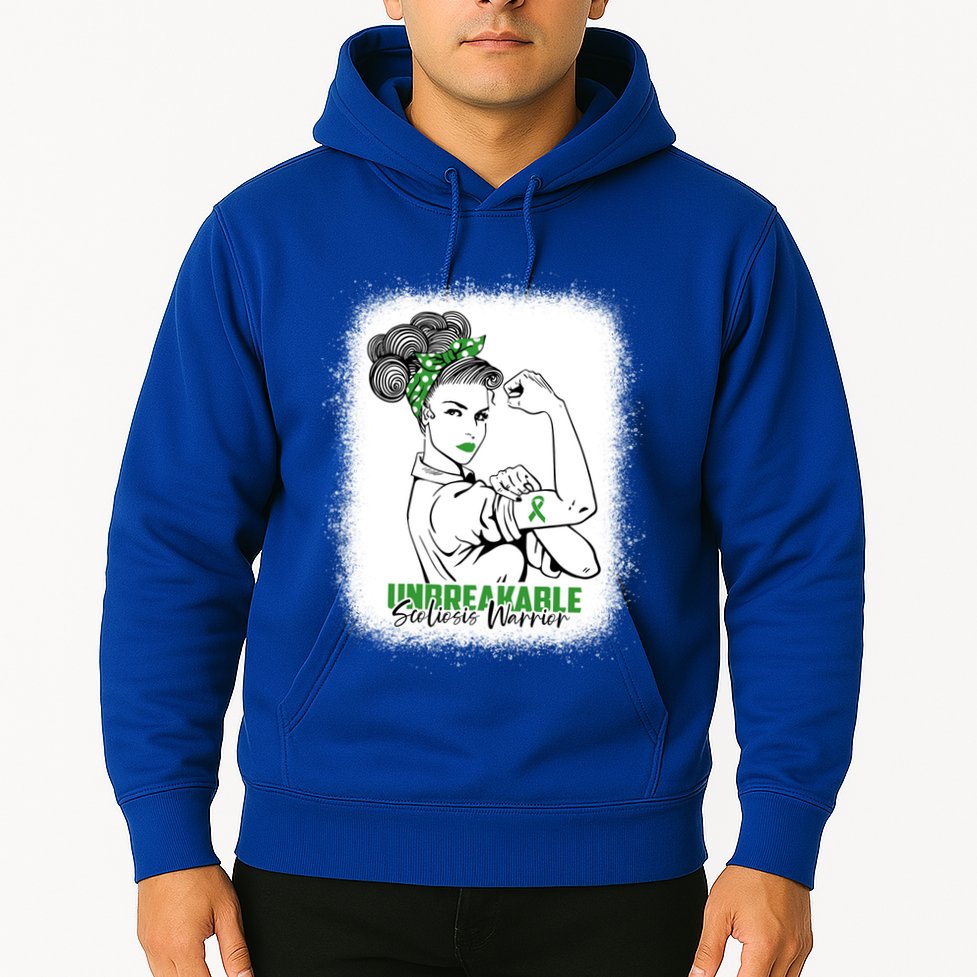 Scoliosis Warrior Unbreakable Bleached Scoliosis Awareness Gift Hoodie