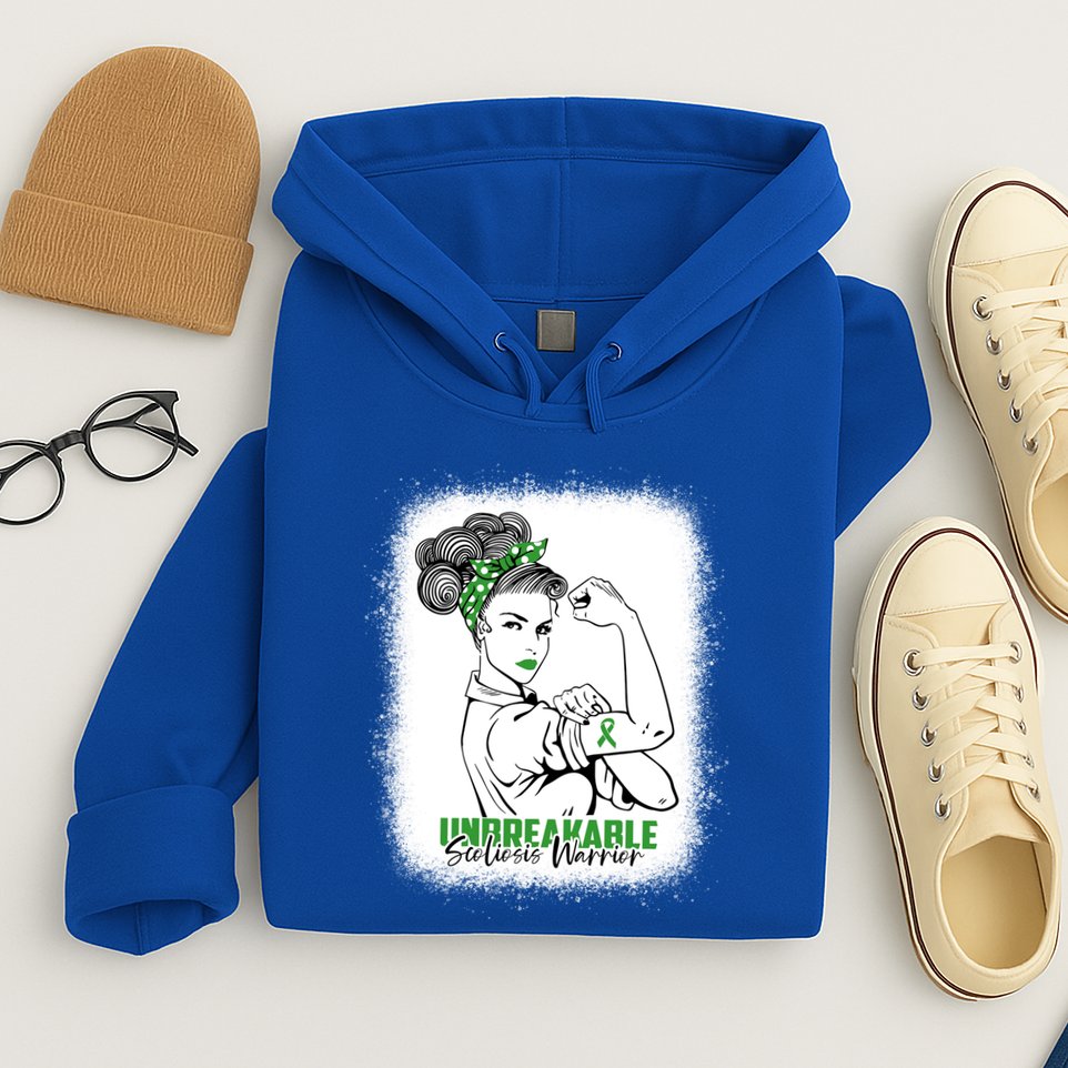 Scoliosis Warrior Unbreakable Bleached Scoliosis Awareness Gift Hoodie