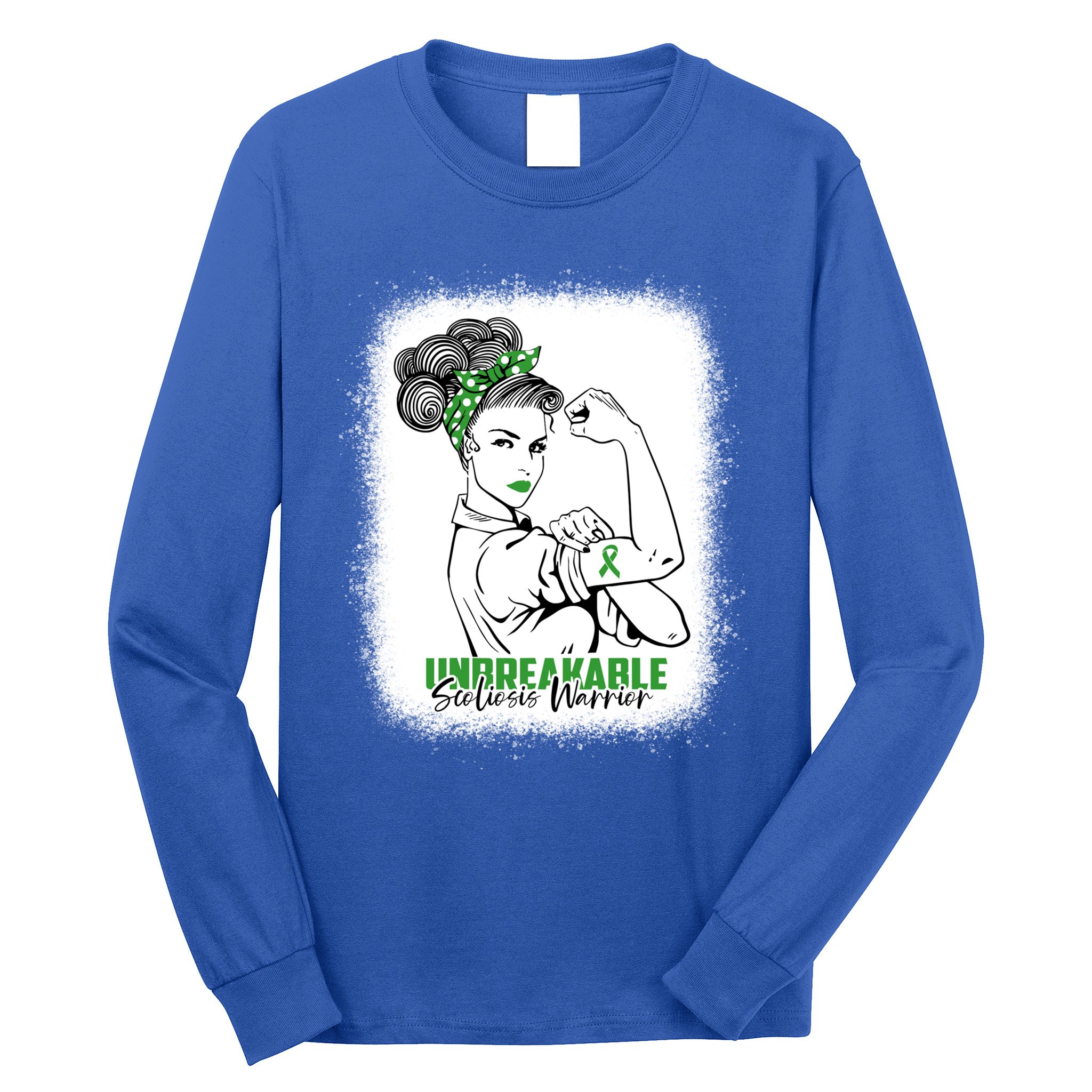 Scoliosis Warrior Unbreakable Bleached Scoliosis Awareness Gift Long Sleeve Shirt