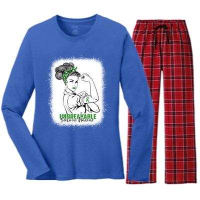 Scoliosis Warrior Unbreakable Bleached Scoliosis Awareness Gift Women's Long Sleeve Flannel Pajama Set 