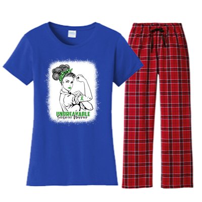 Scoliosis Warrior Unbreakable Bleached Scoliosis Awareness Gift Women's Flannel Pajama Set