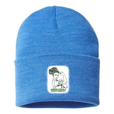 Scoliosis Warrior Unbreakable Bleached Scoliosis Awareness Gift Sustainable Knit Beanie