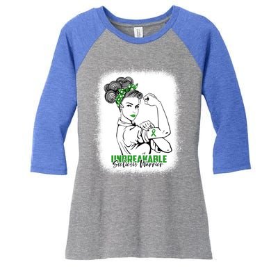 Scoliosis Warrior Unbreakable Bleached Scoliosis Awareness Gift Women's Tri-Blend 3/4-Sleeve Raglan Shirt