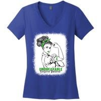 Scoliosis Warrior Unbreakable Bleached Scoliosis Awareness Gift Women's V-Neck T-Shirt