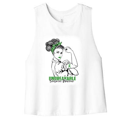 Scoliosis Warrior Unbreakable Bleached Scoliosis Awareness Gift Women's Racerback Cropped Tank