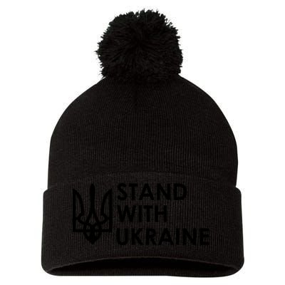 Stand With Ukraine Military Support Ukrainians Army Pom Pom 12in Knit Beanie