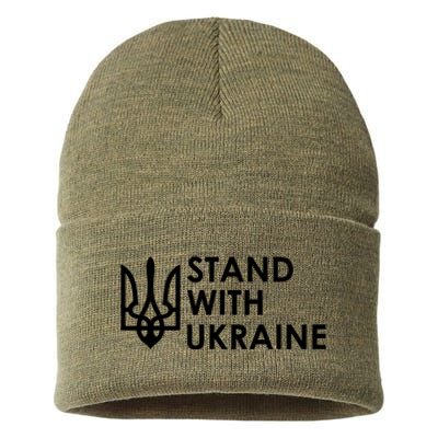 Stand With Ukraine Military Support Ukrainians Army Sustainable Knit Beanie