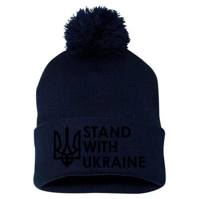 Stand With Ukraine Military Support Ukrainians Army Pom Pom 12in Knit Beanie