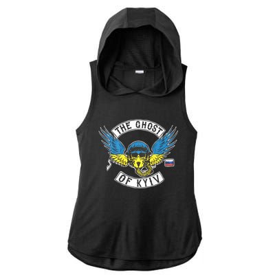 Stand With Ukraine The Ghost Of Kyiv Ladies PosiCharge Tri-Blend Wicking Draft Hoodie Tank