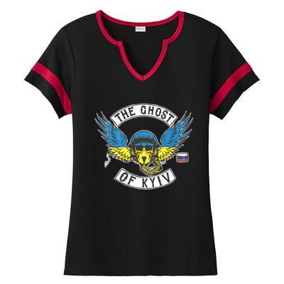 Stand With Ukraine The Ghost Of Kyiv Ladies Halftime Notch Neck Tee