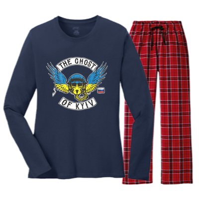 Stand With Ukraine The Ghost Of Kyiv Women's Long Sleeve Flannel Pajama Set 