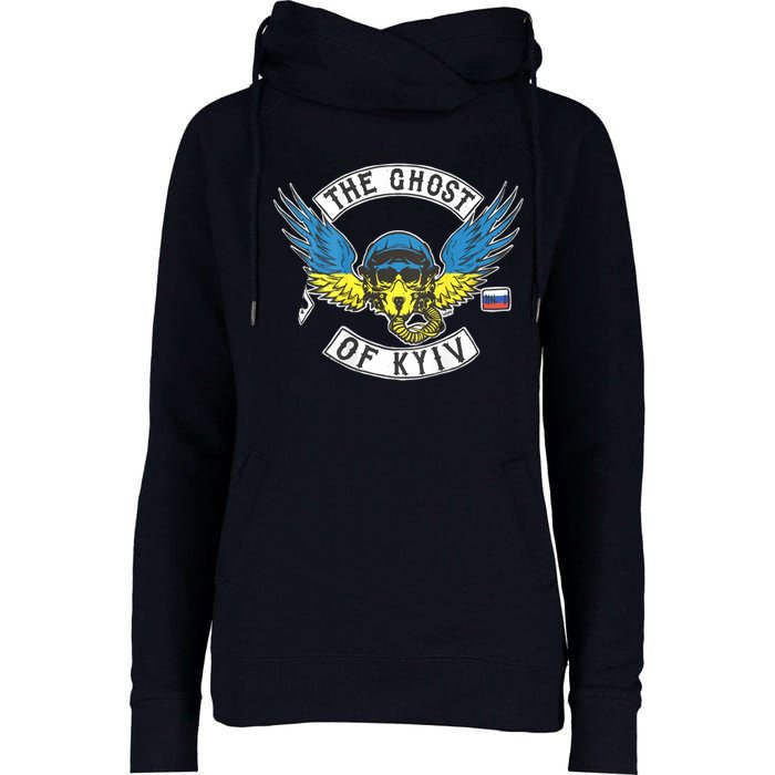 Stand With Ukraine The Ghost Of Kyiv Womens Funnel Neck Pullover Hood